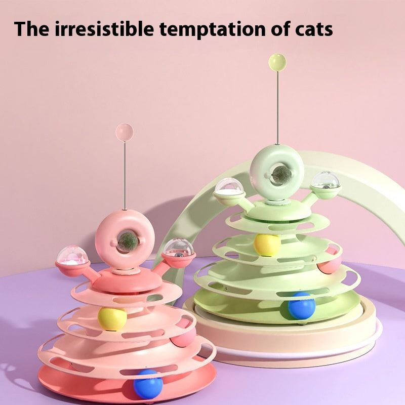 Cat treat puzzle tower front view