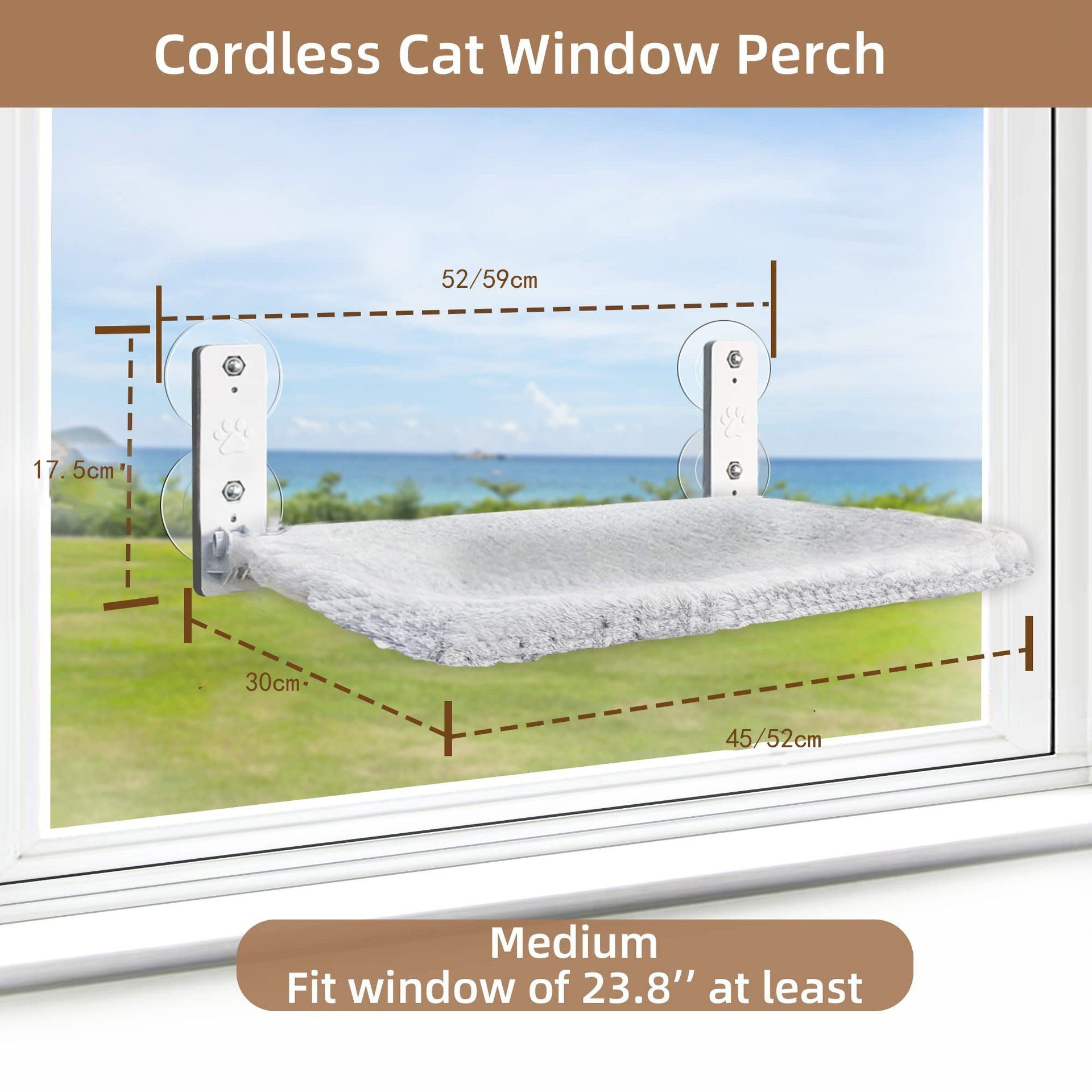Cat on metal window perch