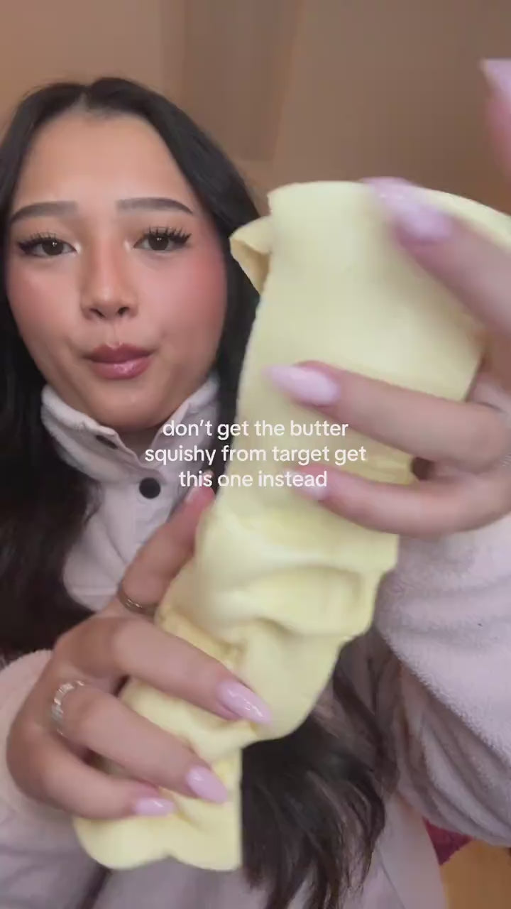 Butter Stick Slow-Rising Squishy demonstrated in a TikTok product video