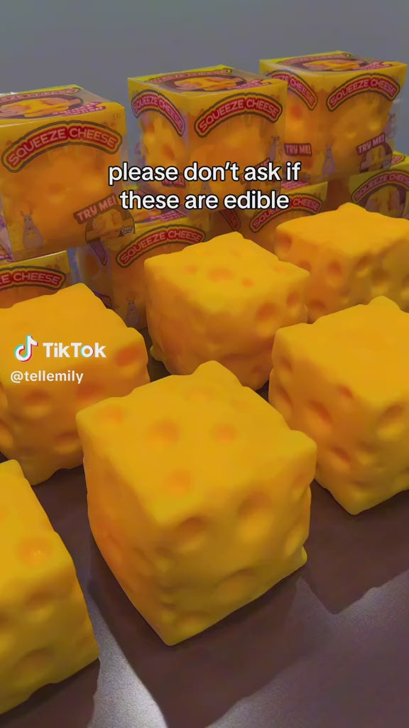 Big Cheese Block Squishy demonstrated in TikTok Shop product video