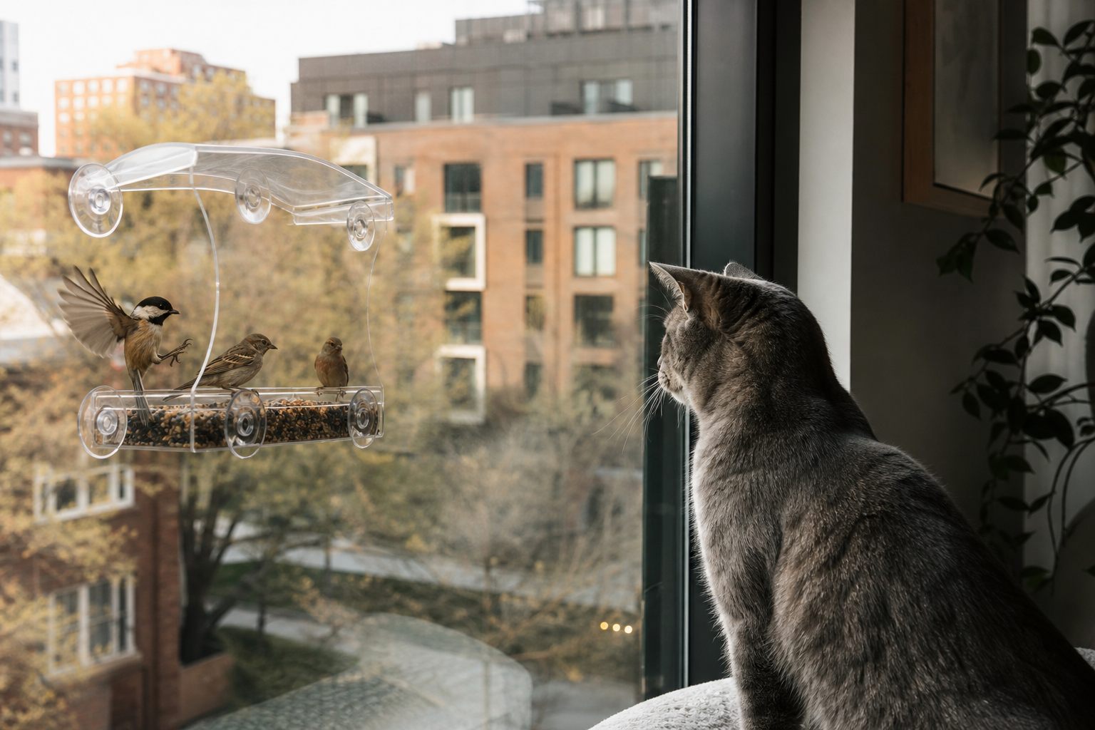 Window Bird Feeder for Cats
